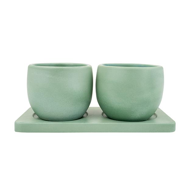 Набор горшков "Дуэт", 0,3л., зеленый фото 1