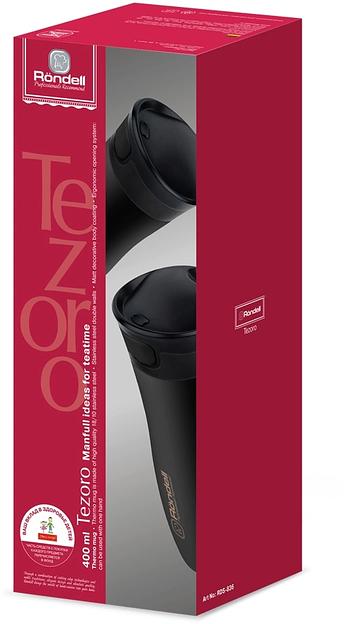 Термокружка для напитков Rondell Tezoro RDS-836 0.4л. черный картонная коробка фото 3