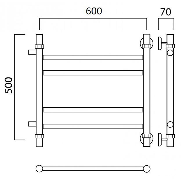 Полотенцесушитель водяной Роснерж Прямая L107011 50x60 с боковым подключением 400 групповой фото 2