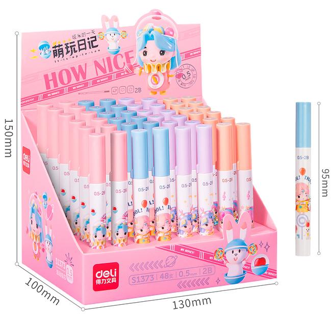 Грифель Deli S1373 0.5мм 2B пластик ассорти фото 2