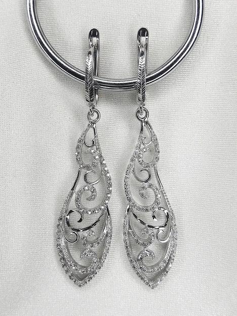 Silver Moon Серьги серебро 925 родированные с фианитами фото 2