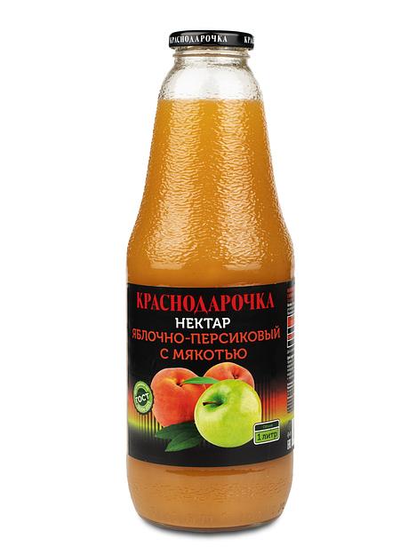 Персиково-яблочный нектар с мякотью «Краснодарочка», 1 л, опт фото 1