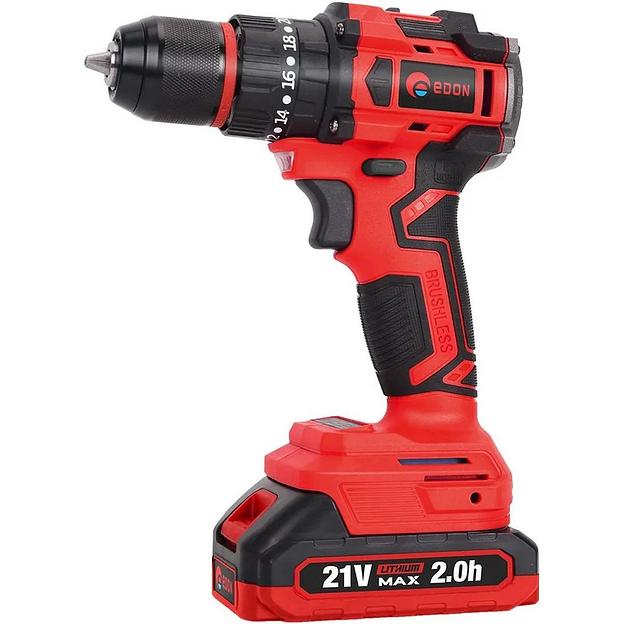 Дрель-шуруповерт аккумуляторная ударная EDON UAD-21PBL (2 АКБ*2Ач+ЗУ, 21В, 40Нм, кейс) фото 1