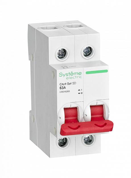 Systeme electric C9S16263 City9 Set Выключатель нагрузки (ВН) 2P 63А 400В фото 1