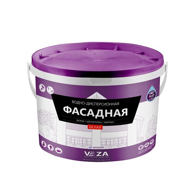 Краска фасадная эконом VEZA-ВД 115 Белая, глубокоматовая фото 1