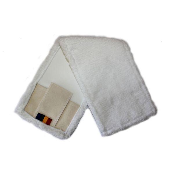 Моп плоский из белой микрофибры 40 см, карман-язык, NV070 фото 1