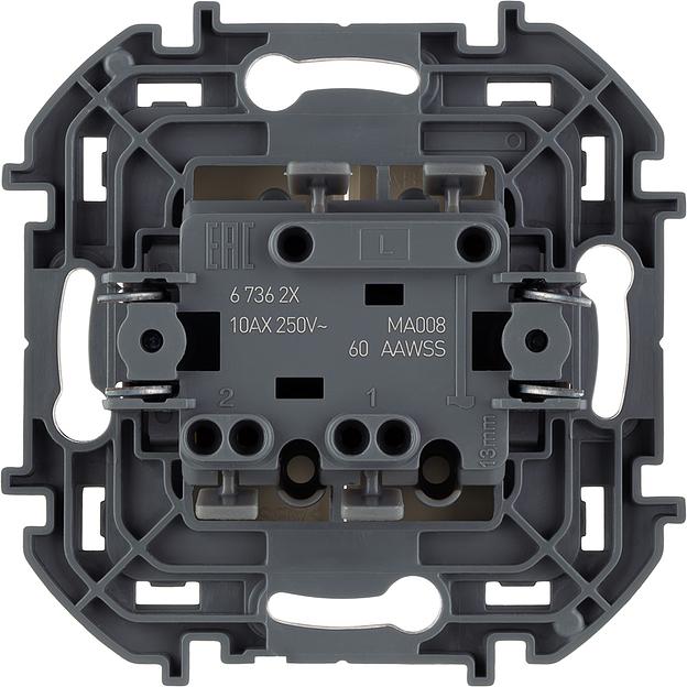 Legrand 673621 Выключатель двухклавишный - INSPIRIA - 10 AX - 250 В~ - слоновая кость фото 2