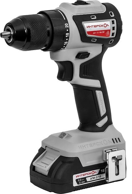 Дрель-шуруповерт Интерскол ДА-13/18В 50 аккум. патрон:быстрозажимной (кейс в комплекте) (776.2.2.79) фото 1