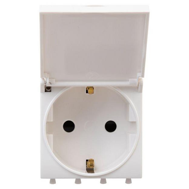 Розетка 1-м 2мод. Avanti "Белое облако" 16А IP41 2P+E защ. шторки с крышкой бел. DKC 4400012 фото 1