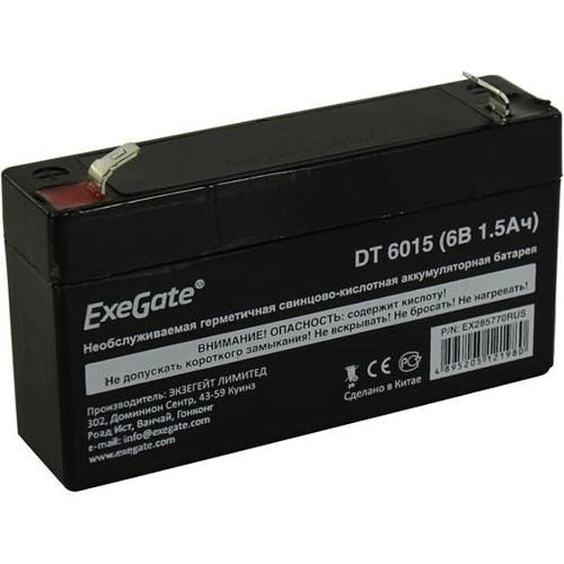 Exegate EX285770RUS Аккумуляторная батарея DT 6015 (6V 1.5Ah, клеммы F1) фото 1