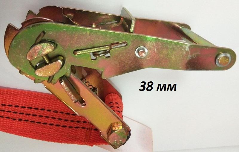 Стяжной ремень крепления груза «Pro Start», 900/1800 кг, 5 м, 38 мм с храповым механизмом и крюками, блистер, упаковка 10 шт ОПТ фото 1