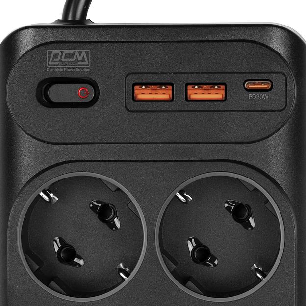 Сетевой фильтр Powercom SP-10 USB2A1СB 1.8м 1.8м (10 розеток) черный (коробка) фото 4