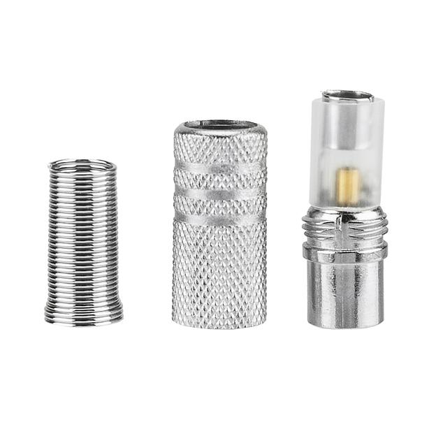 Разъем антенный на кабель, штекер-TV никель с пружиной, фото 2