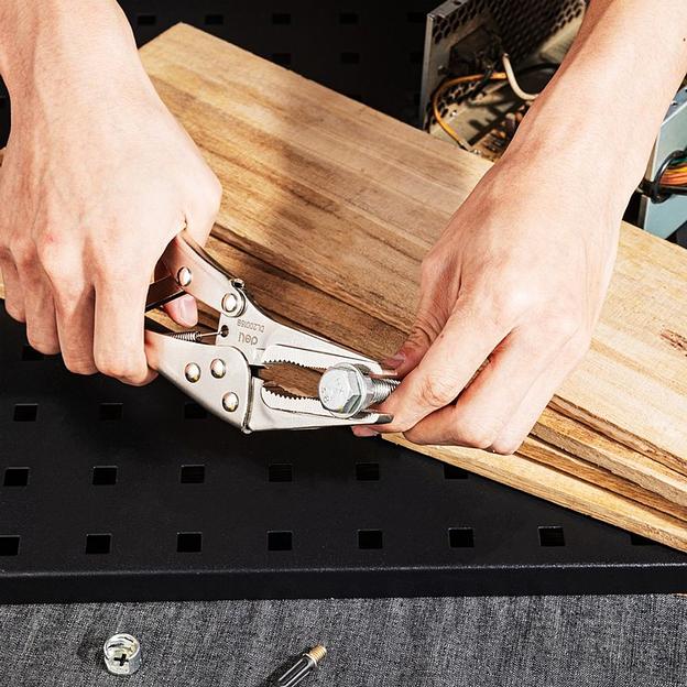 Зажимные клещи с удлиненными прямыми губками Deli DL20015B 220мм, рабочий ход 70мм, регулировочный винт фото 9