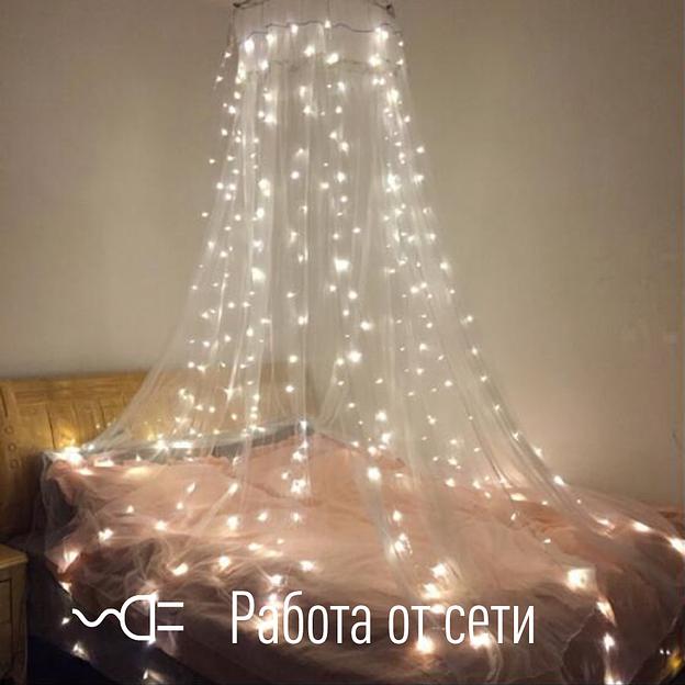 Гирлянда-Пучок 1,8м x 7 нитей 126LED прозрачный провод от 220V фото 2