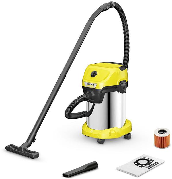 Строительный пылесос Karcher WD 3 S V-19/4/20 (YSY) 1000Вт (уборка: сухая/сбор воды) желтый фото 1