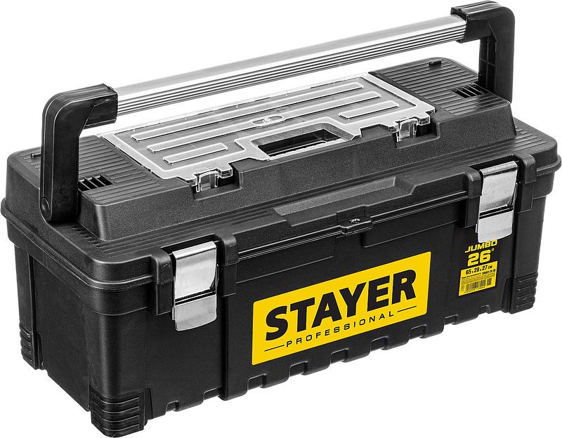 STAYER JUMBO-26, 650 x 280 x 270 мм, (26″), пластиковый ящик для инструментов, Professional (38003-26) фото 1