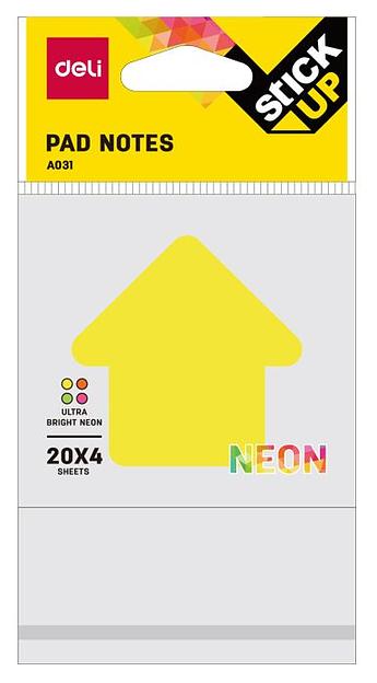 Закладки самокл. бумажные Deli EA03102 76х76мм 1цв.в упак. 20лист неон фото 4