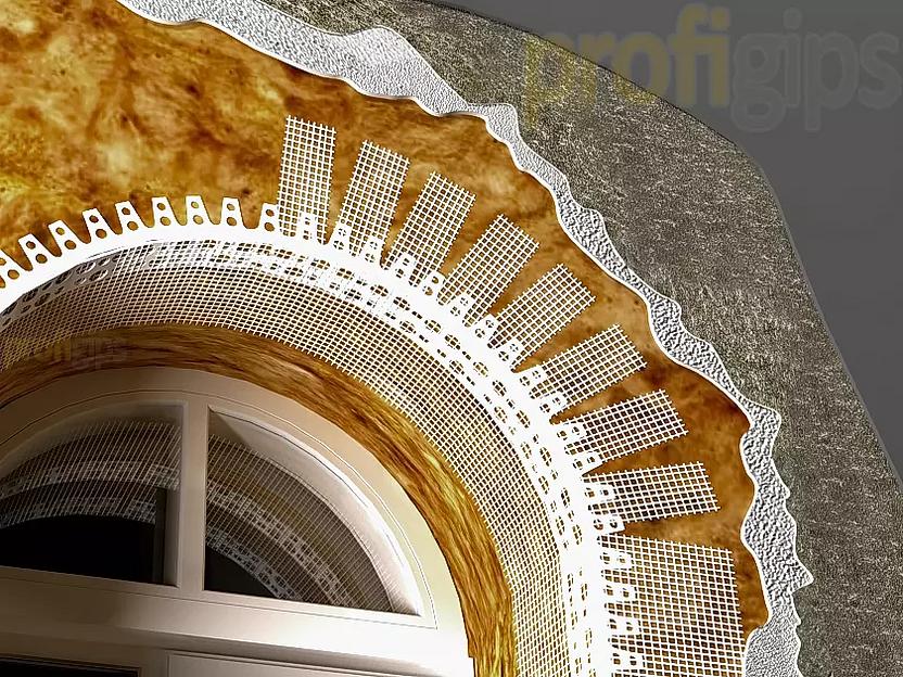 Перфорированный арочный профиль ПВХ (уголок) с сеткой 100x100 мм ProfiGips 2,5 м ОПТ фото 3