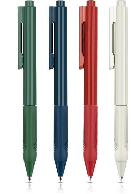 Набор ручек гелев. автоматическая Deli Nusign (NS646-P) ассорти черн. черн. кор.карт. (12шт) линия 0.5мм резин. манжета фото 1