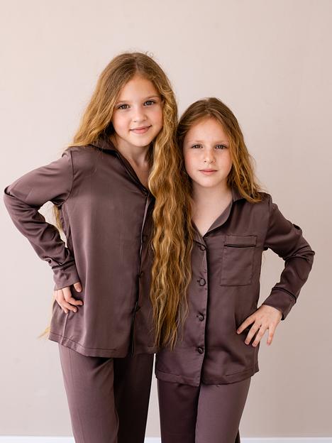 Пижама детская из шелка с брюками и рубашкой на пуговицах «Шейн», Опт фото 1