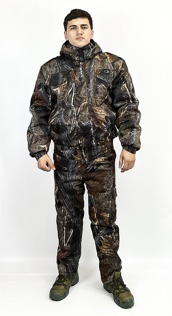 Костюм камуфляжный зимний, черно-коричневые листья, ткань «Грета», опт фото 1