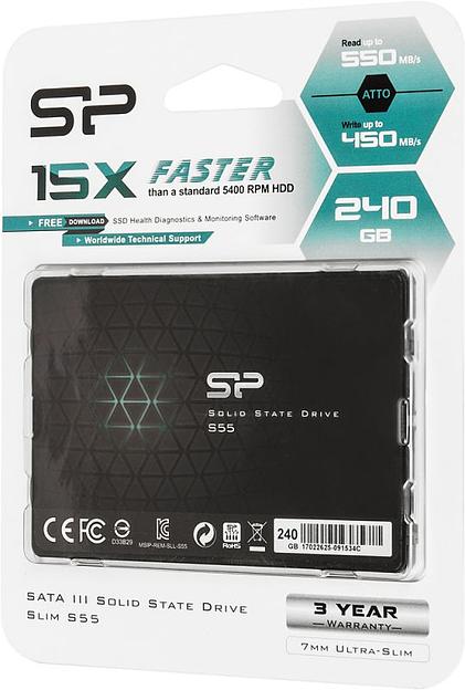 Накопитель SSD Silicon Power SATA III 240Gb SP240GBSS3S55S25 Slim S55 2.5" фото 6