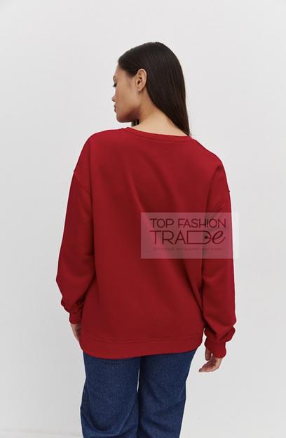Свитшот женский трехнитка петля однотонный базовый красный SWT02-4 фото 1