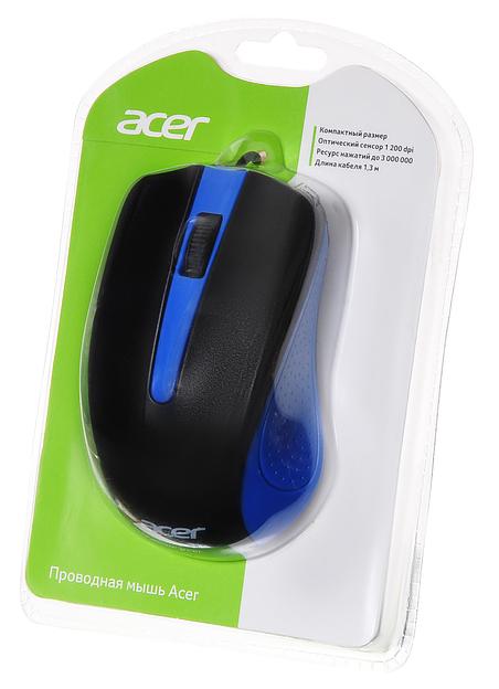 Мышь Acer OMW011 черный/синий оптическая (1200dpi) USB (3but) фото 9