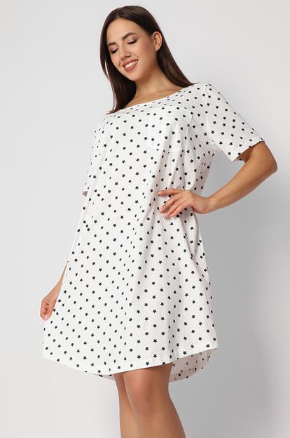 Женская сорочка «Очарование», белый (тёмно-синие звёзды), опт фото 6