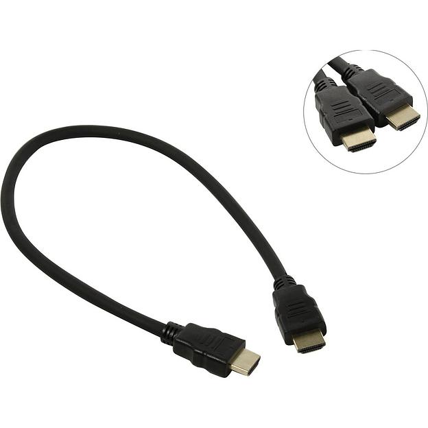 Exegate EX287728RUS Кабель HDMI ExeGate EX-CC-HDMI2-0.5 (19M/19M, 0,5м, v2.0, 4K UHD, Ethernet, позолоченные контакты) фото 1