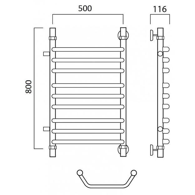 Полотенцесушитель водяной Роснерж Трапеция L108011 80x50 с боковым подключением 500 групповой фото 2