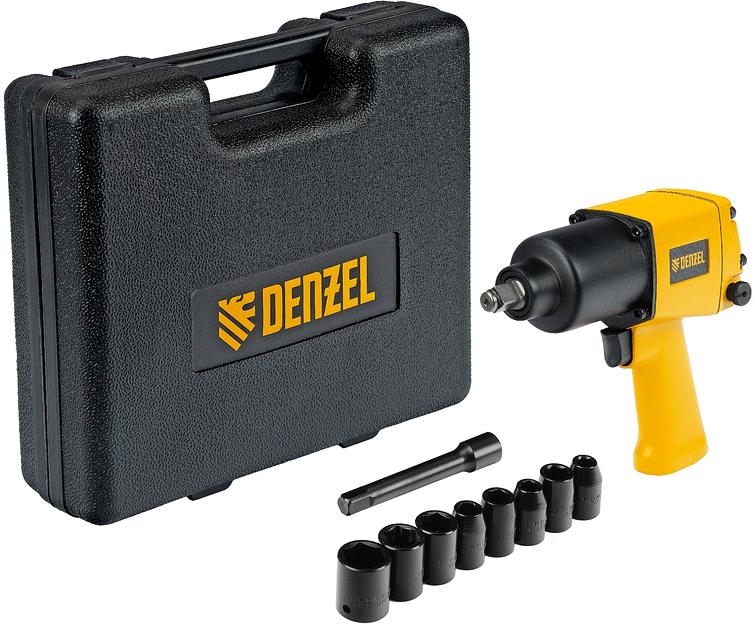 Ударный пневмогайковерт IW860+набор головок, 1/2", 7000 об/мин, 868 Нм Denzel фото 1