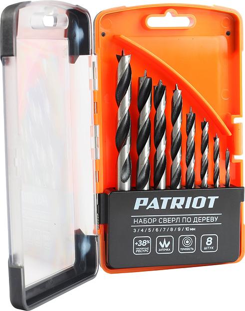 Набор сверл Patriot Набор сверл по дереву спиральные (815010103) по дереву (8пред.) для дрелей/перфораторов фото 1