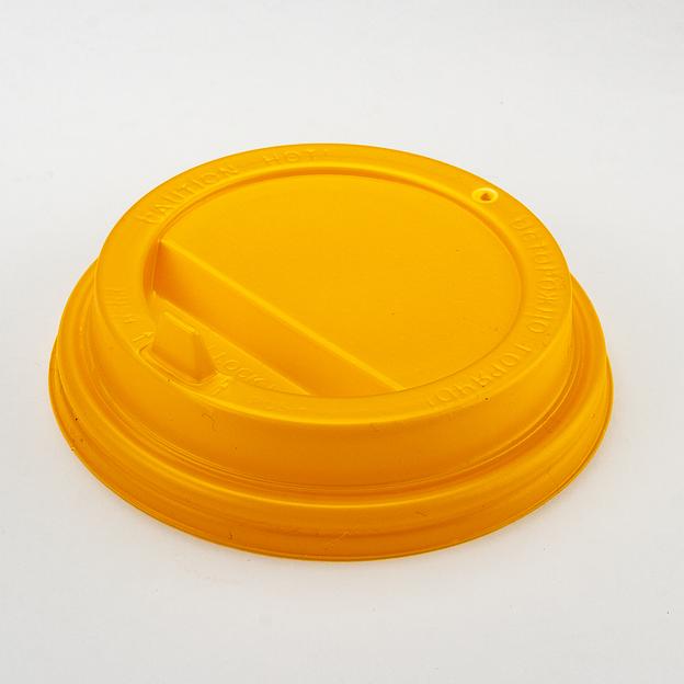 Крышка к стаканам 300-500мл желтая d90мм с откидным клапаном "ПР" - 100 шт фото 1