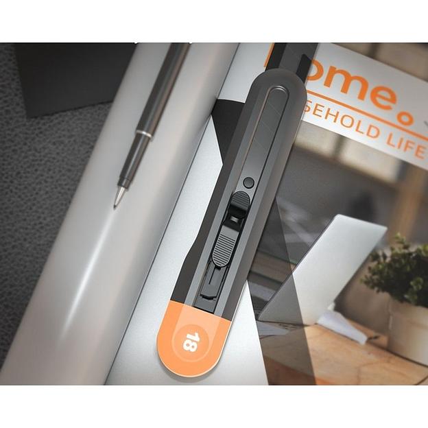 Нож Deli Технический нож "Home Series Gray" Deli HT4018C ширина лезвия 18мм, эксклюзивный дизайн, корпус из высококачественного софттач пластика фото 3