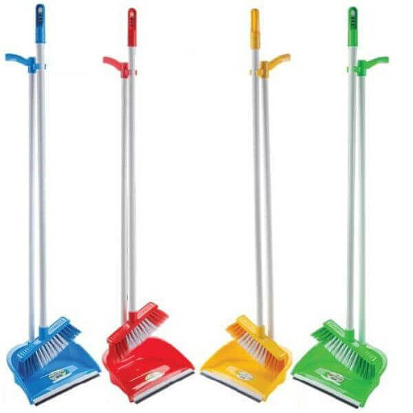 Совок пластиковый 24х17 см со щеткой-сметкой, ручка из металлопластика 88 см, Турция (AF201) фото 1