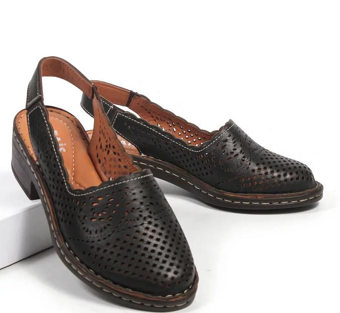 Босоножки женские из натуральной кожи на каблуке, арт.2023-23 чёрный ОПТ фото 1