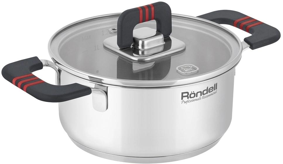 Кастрюля Rondell Stripes RDS-1636 1.2л. d=16см (с крышкой) стальной фото 1