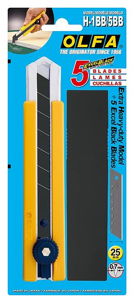 OLFA 25 мм, в комплекте с лезвиями EXCEL BLACK 5 шт, нож (OL-H-1BB/5BB ) фото 7