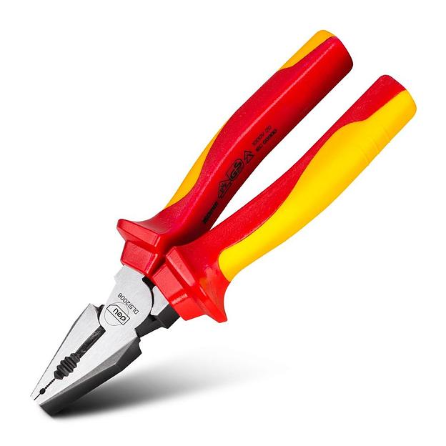Диэлектрические комбинированные плоскогубцы Deli DL512006 160мм, сталь Cr-V, сертификат VDE для работ под напряжением до 1000 В фото 1