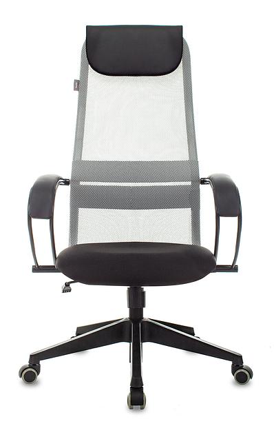 Кресло руководителя Бюрократ CH-607 светло-серый TW-02 сиденье черный сетка/ткань с подголов. крестовина пластик фото 2