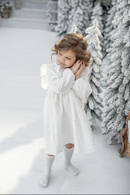 Платье MINI DI «Кристи» звёзды глиттер на белом, арт.120/525 ОПТ фото 4