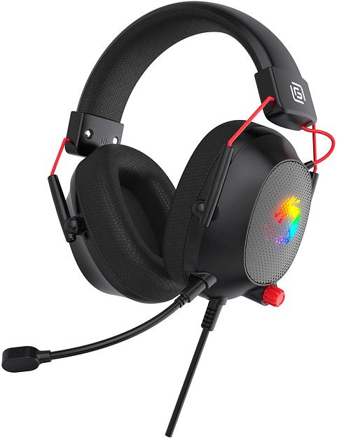 Наушники с микрофоном Оклик HS-L305G черный/красный 2м мониторные оголовье (2060511) фото 1