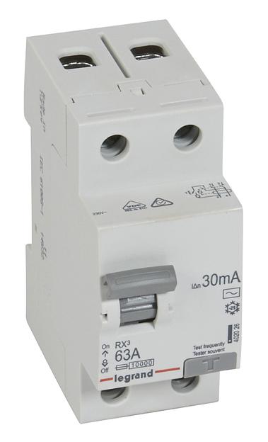 Выключатель дифф.тока УЗО Legrand RX3 402026 63A 30мА AC 2П 230В 2мод фото 1