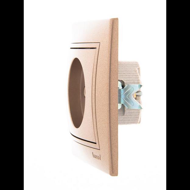 Розетка 1-м СП Mira 16А IP20 без заземл. со вставкой керамика свет. корич. перламутр. LEZARD 701-313 фото 3