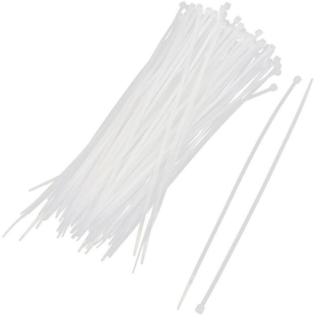 Стяжка пластиковая WRline WR-SHN-25-150W 150x2.5мм (упак:100шт) нейлон 6.6 белый фото 1