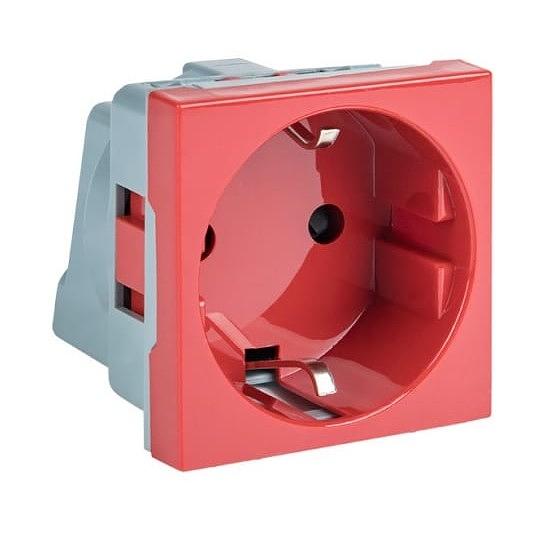 EKF E2MR16-028-70 Розетка 45х45 (2 модуля), с заземлением, красная, прямая фото 1
