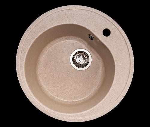 Мойка для кухни Raiber RD10 круглая глянцевая, цвет бежевый, из искусственного камня. фото 1