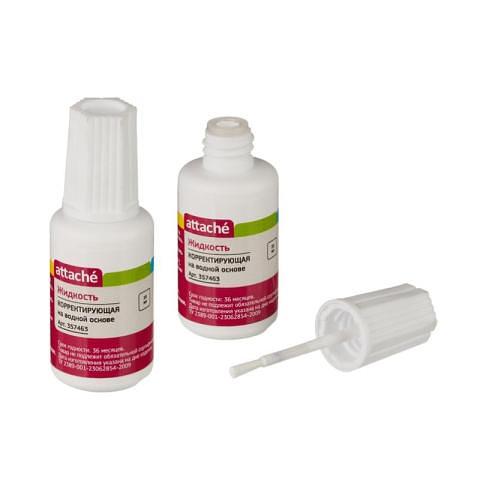 Корректирующая жидкость с кисточкой, 20 мл, на водной основе, Attache фото 1